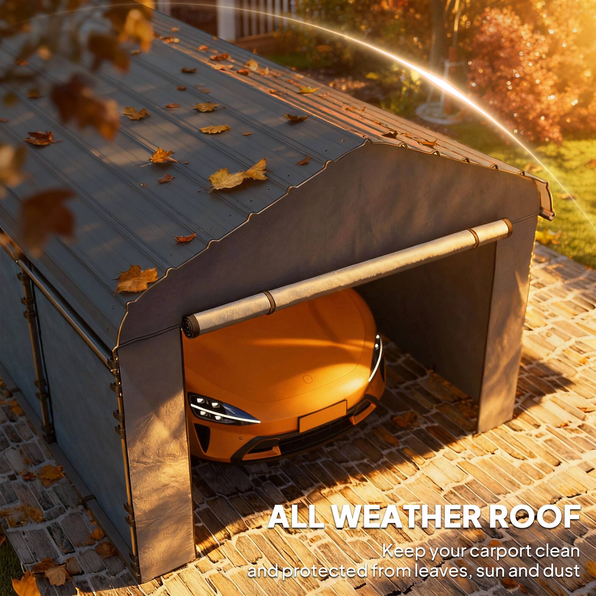ALL WEATHER ROOF  
Keep your carport clean and protected from leaves, sun and dust