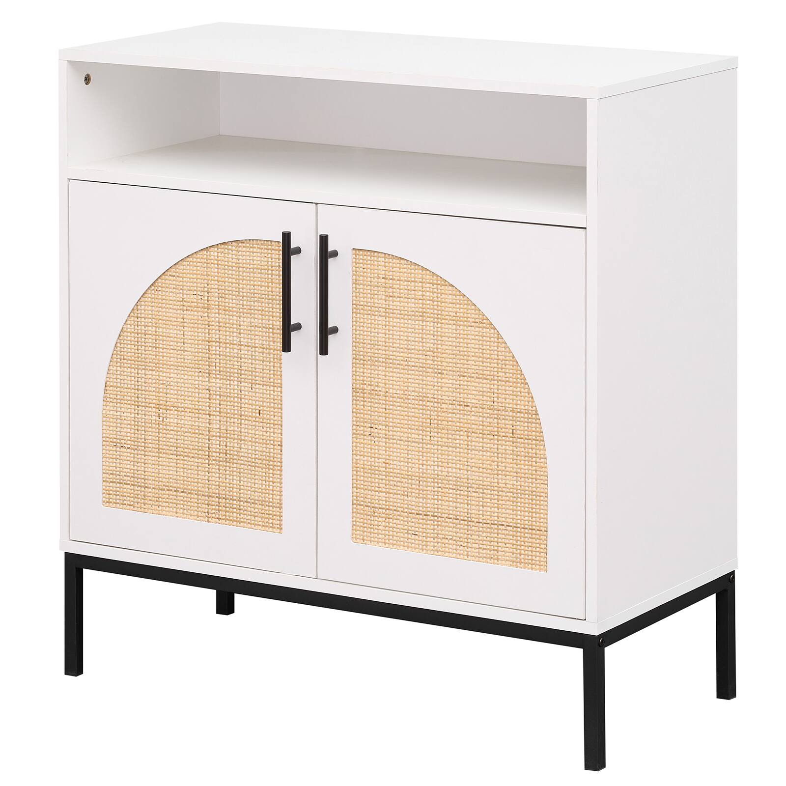 Alt View 9. Costway - Costway 1 PCS 32" Sideboard Buffet Cabinet with Natural Rattan Decorated Doors, Adjustable Shelf - White & Natural.