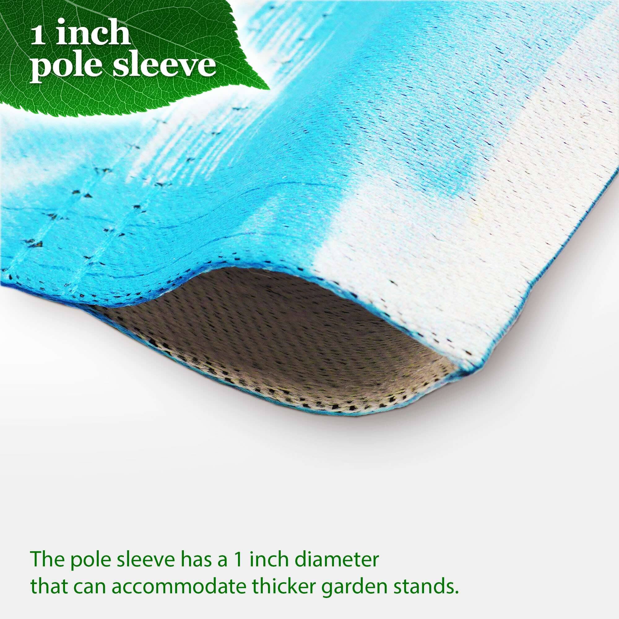1 inch pole sleeve

The pole sleeve has a 1 inch diameter that can accommodate thicker garden stands.