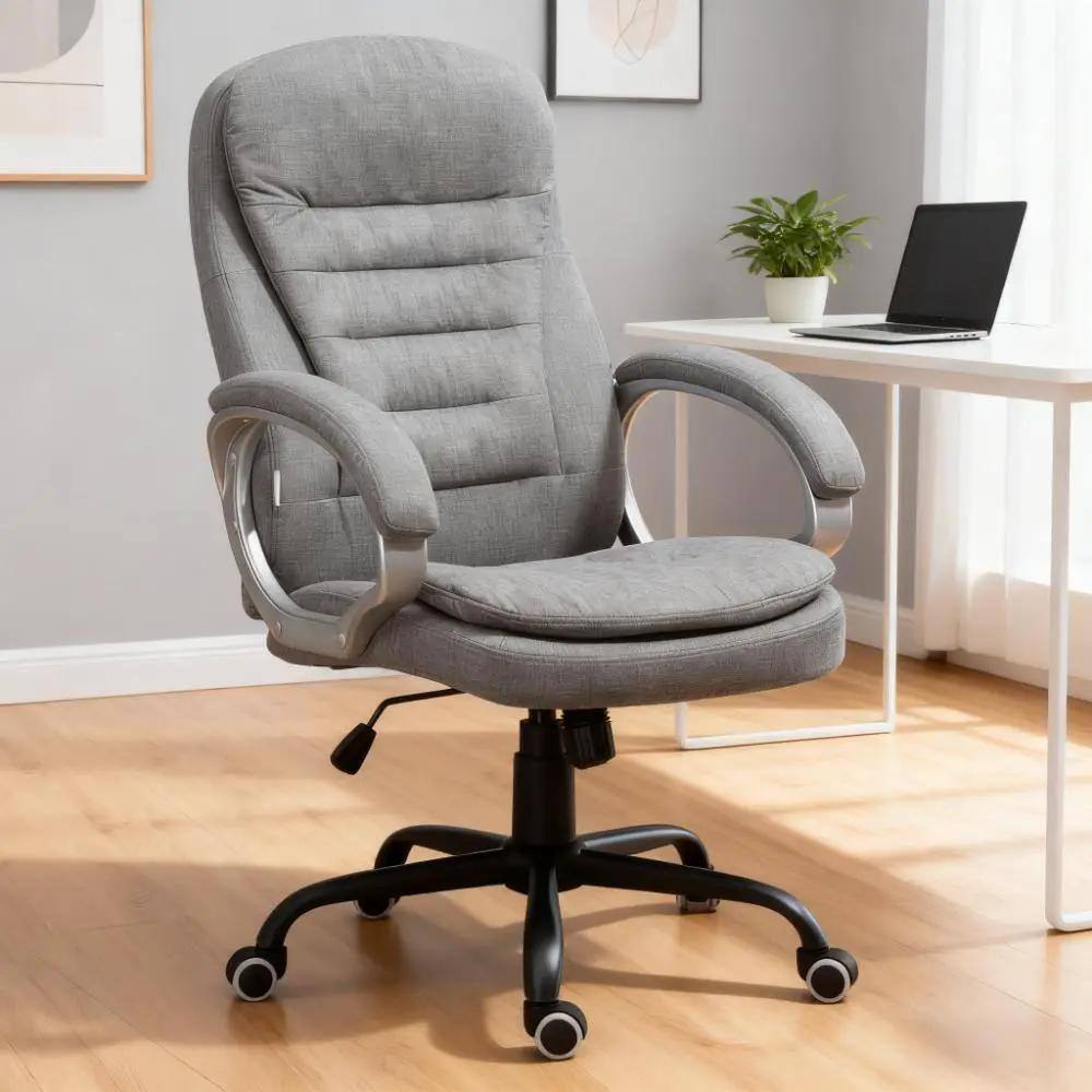 Angle. Vinsetto - Back Home Office Chair Executive Computer Chair with Adjustable Height - Light Grey.