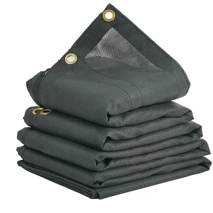 Front. VEVOR - Dump Truck Mesh Tarp, 7 x 14 ft, PVC Coated Black Heavy Duty Cover with 5.5" 18oz Double Pocket, Brass Grommets - Black.