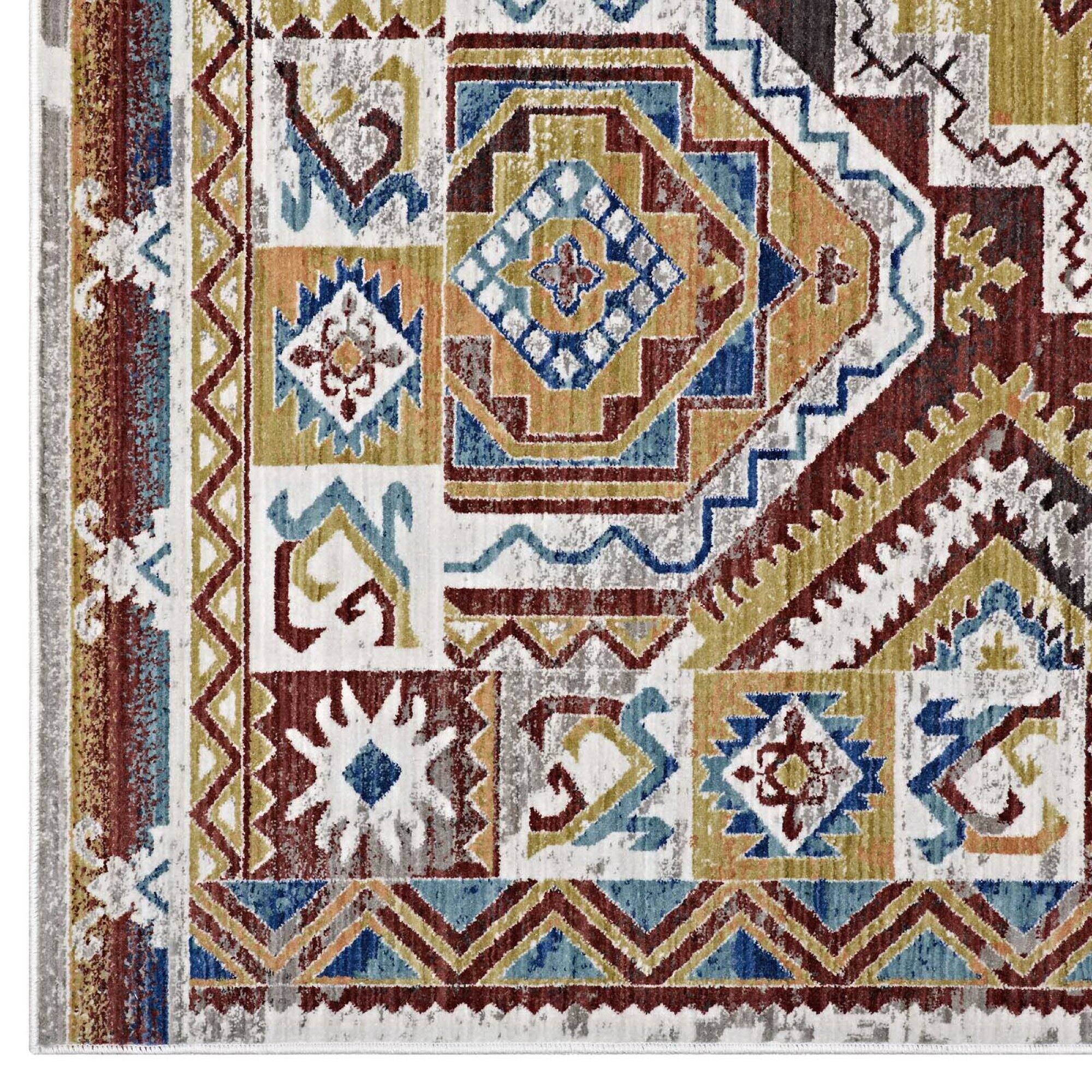 Alt View 1. Modway - Florita Distressed Southwestern Aztec Area Rug - Multicolored.