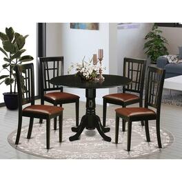 East West Furniture - 5 PC Dining room set -Table and 4 Dining Chairs - Black