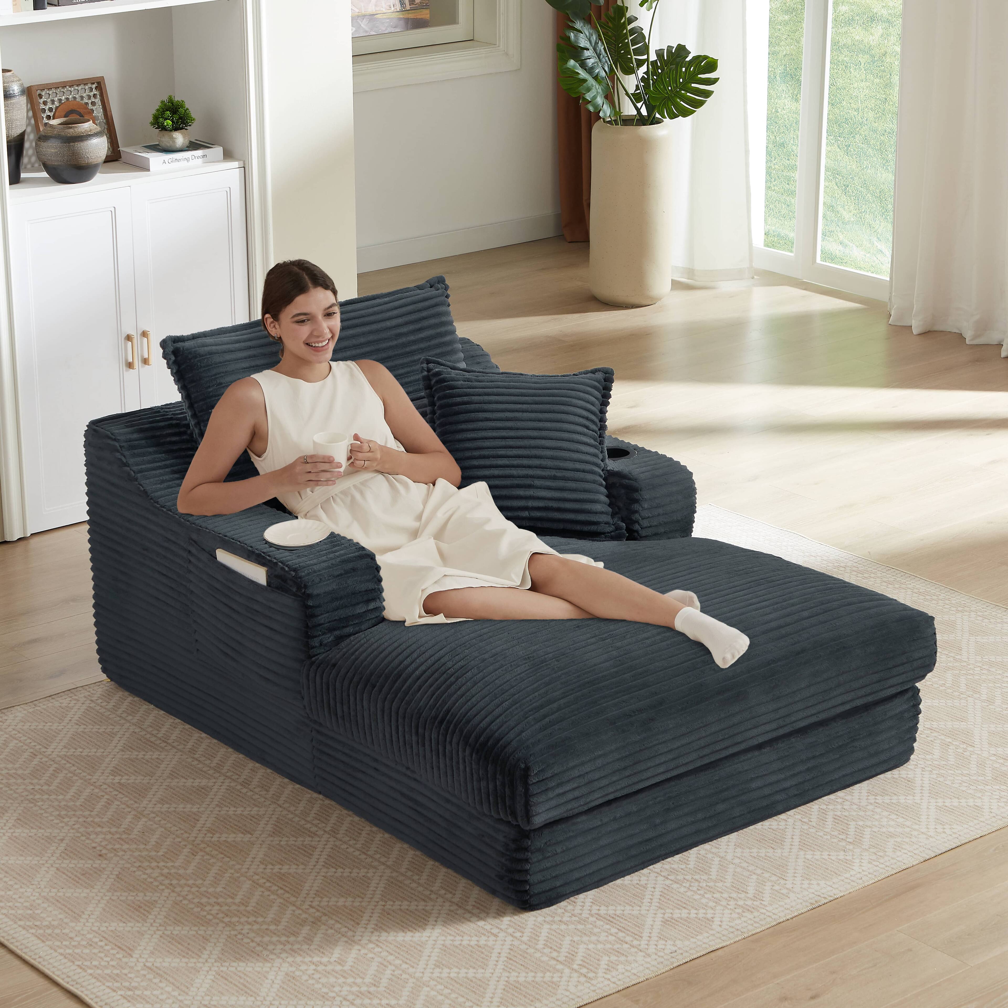 Alt View 1. Anysun - Modern Minimalist Chenille Combination Sofa – Spacious and Comfortable Living Room Loveseat for Families and Apartments - Dark Grey.