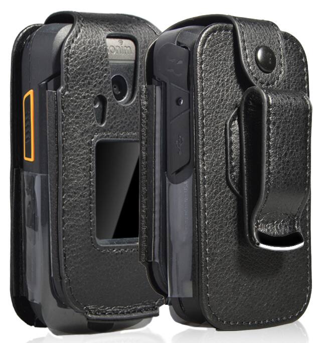 Front. Nakedcellphone - Vegan Leather Case with Belt Clip for Sonim XP3 (XP3800) - Black.