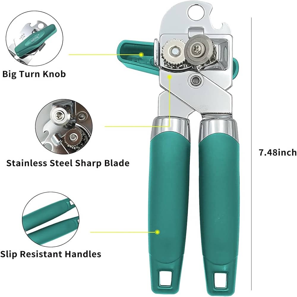 PARKER SLATER - Heavy-Duty Stainless Steel Manual Can & Bottle Opener - Aqua Sky