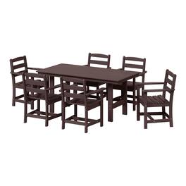 WestinTrends - Ashore 7-Piece HDPE Outdoor Rectangular Patio Dining Table Set - Dark Brown