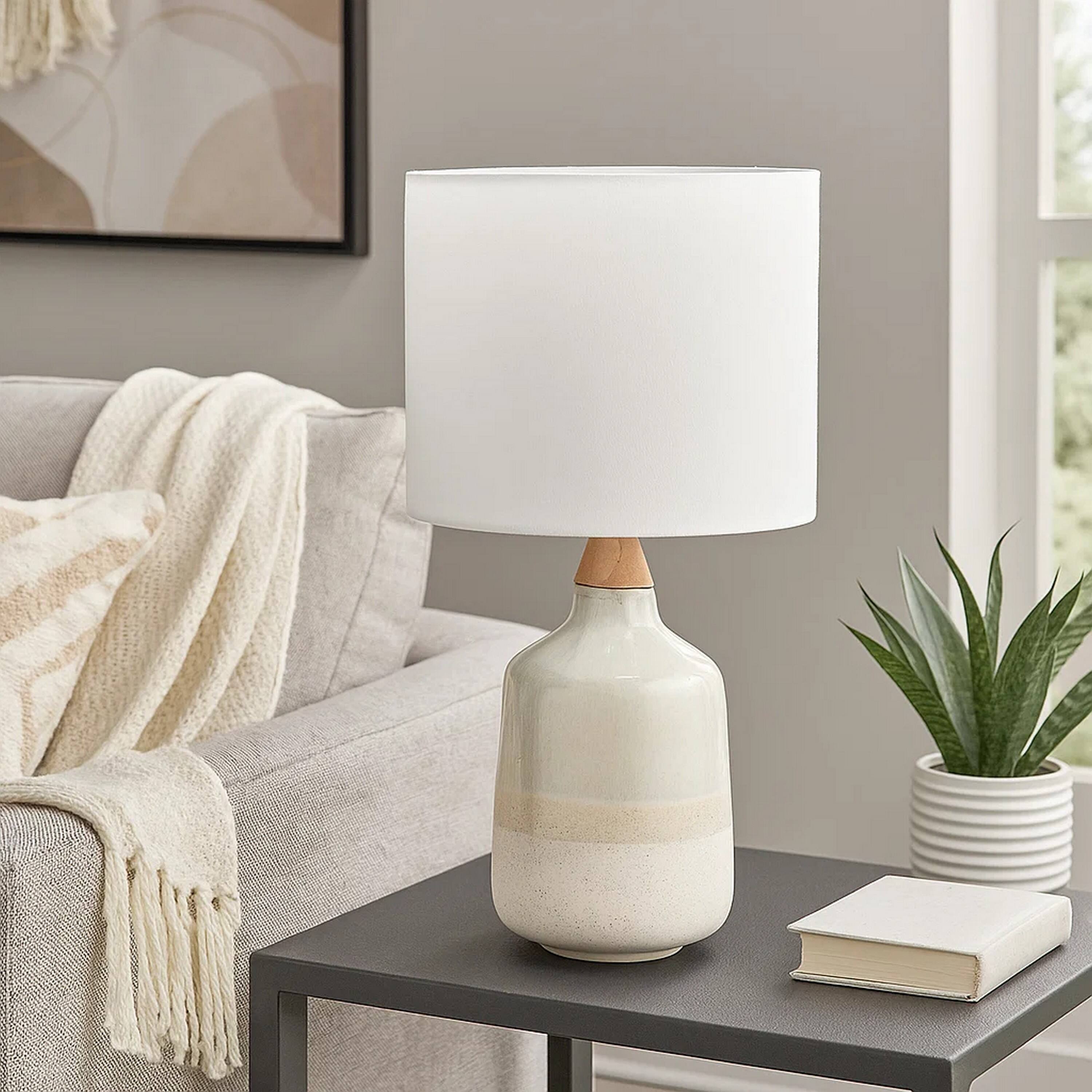 Alt View 2. Manhattan Lane - Table Lamp with Ceramic Bottle Shape Body - Cream.