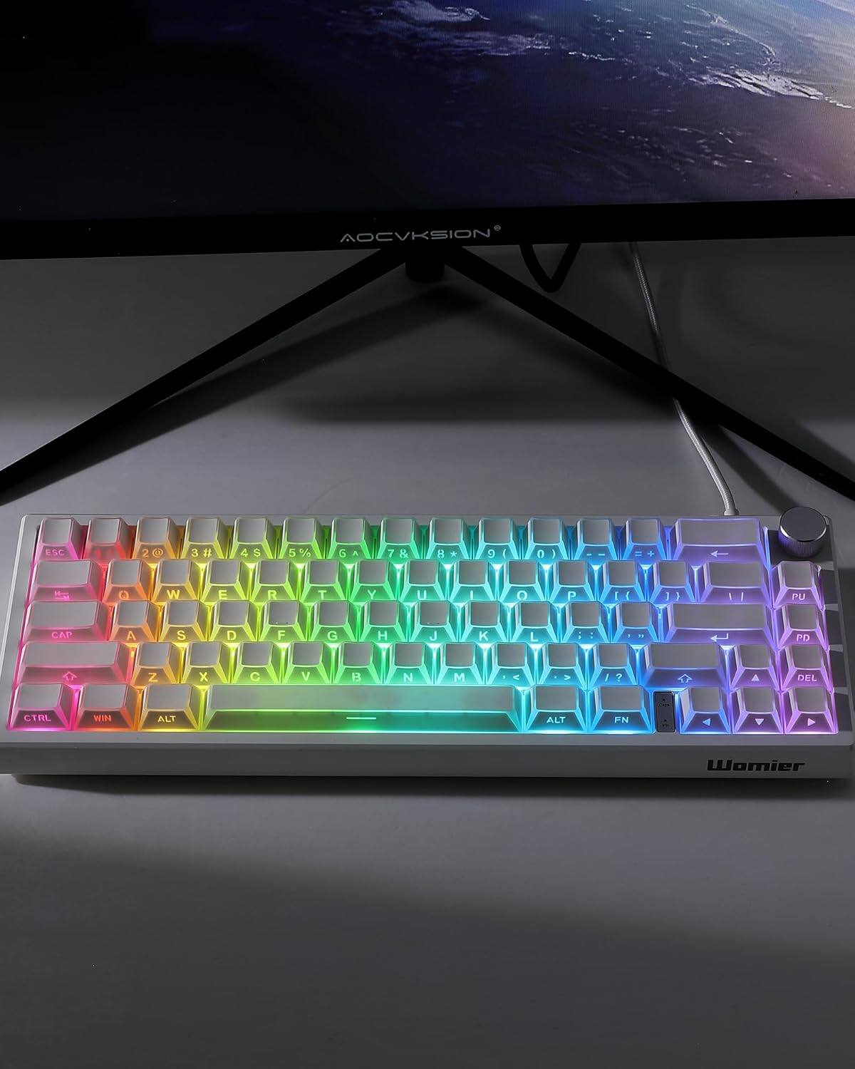 AOCVKSion ESC 2 26 3 3# 4 4$ 5 5 % G A 7 7& 8 * 9 ( 0) 1 I = Lf Q W E R T Y U I O P E I 1) ] 11 PU CAL A S D F G H J K L   PD Z x C V  N M - > 1 ? A DEL CTRL WIN ALT ALT FN Womier