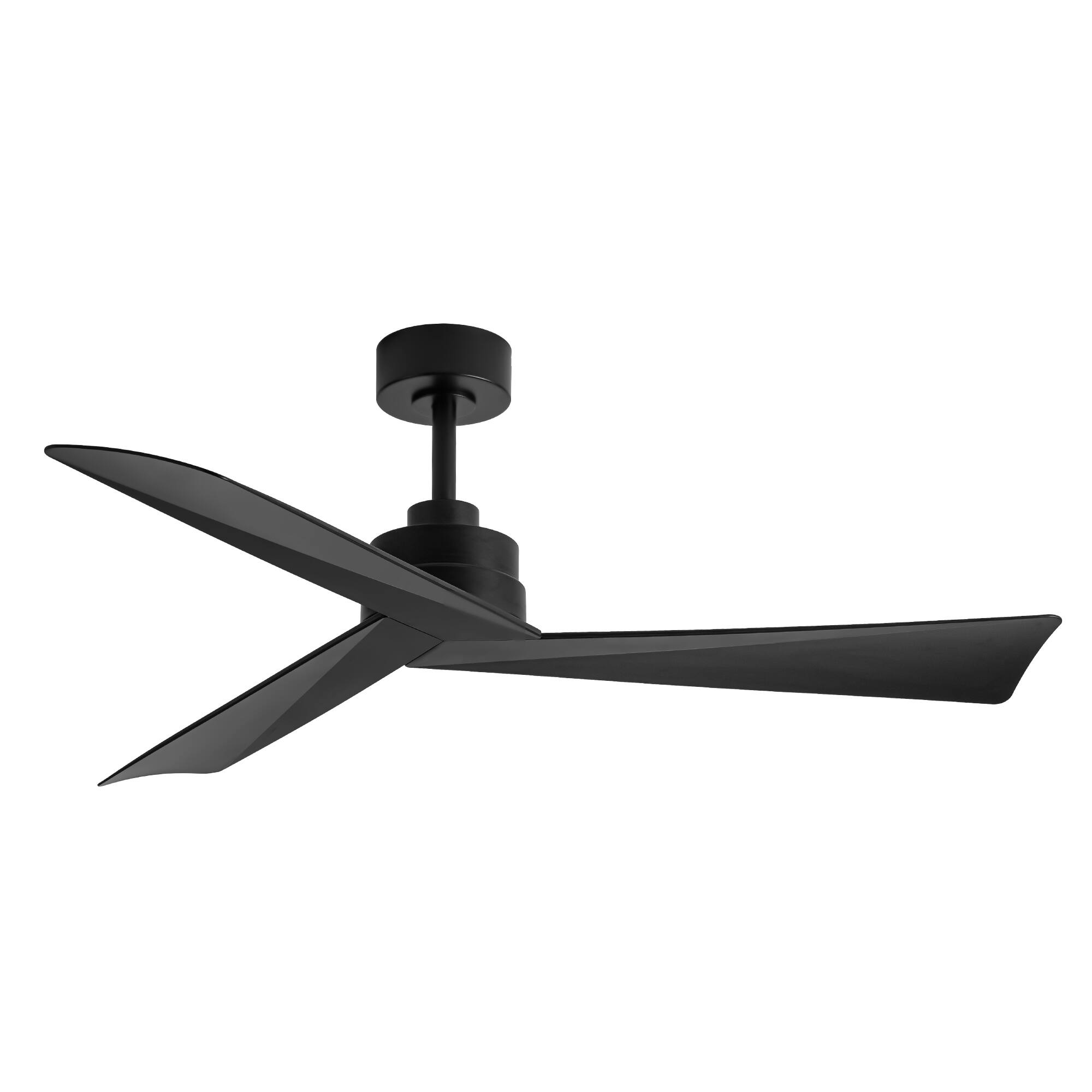Angle. Breezary - 52-Inch Lightless Ceiling Fan with 3-Blade, 5"/10" Downrods, 6-Speed DC Motor, Remote Control & Memory Function - Matte Black.