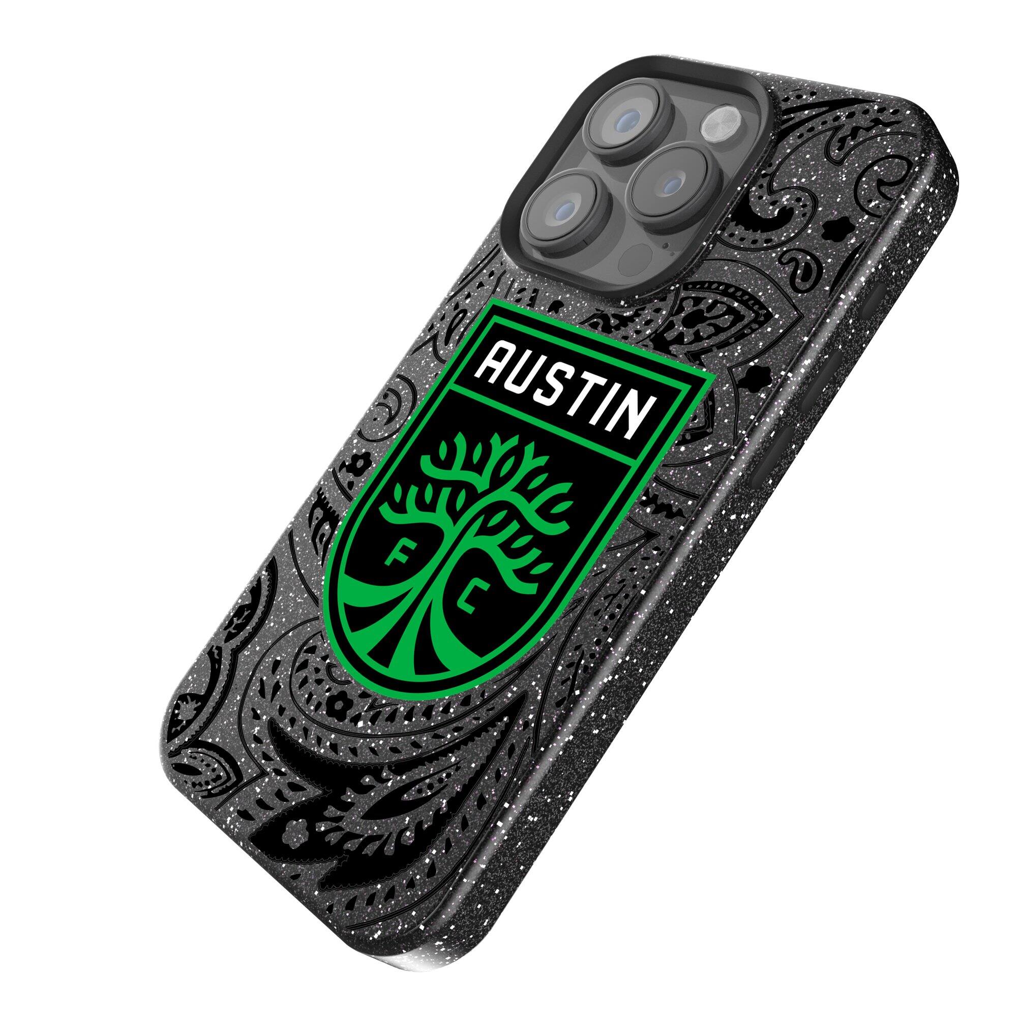 Alt View 1. Keyscaper - Black Austin FC iPhone Bling Case - 15 Plus - Black.