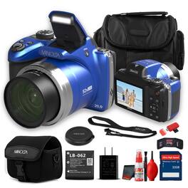 Minolta - DiMAGE MN52Z 20MP 4K Ultra HD 52x Optical Zoom Bridge Camera Blue + Camera Bag + More - Blue Starter Bundle