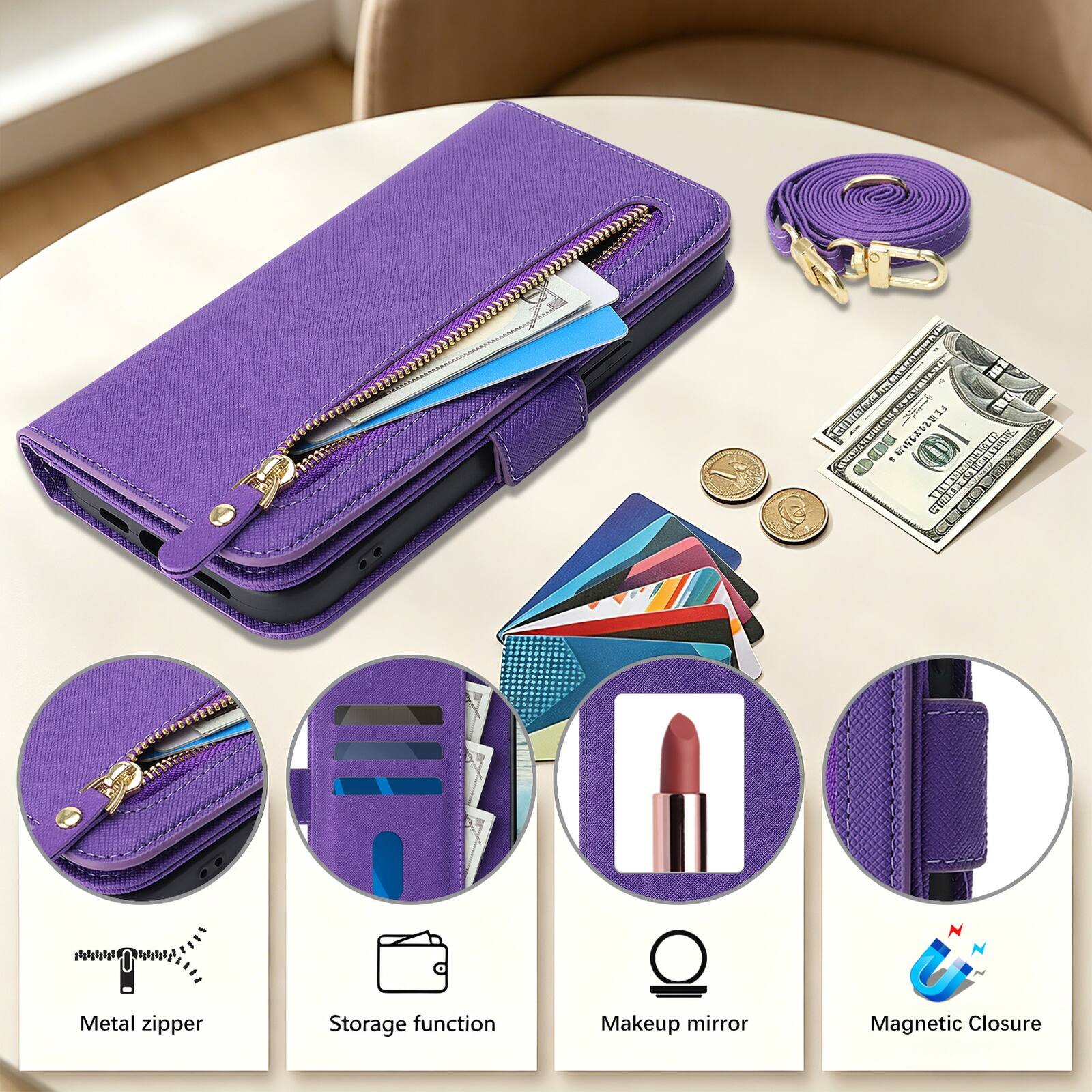 1P TSR iBI E 2 U I FT MALIVANTE F2 I - P/E L CONEE - 3 LDA LUS E

Metal zipper
Storage function
Makeup mirror
Magnetic Closure
