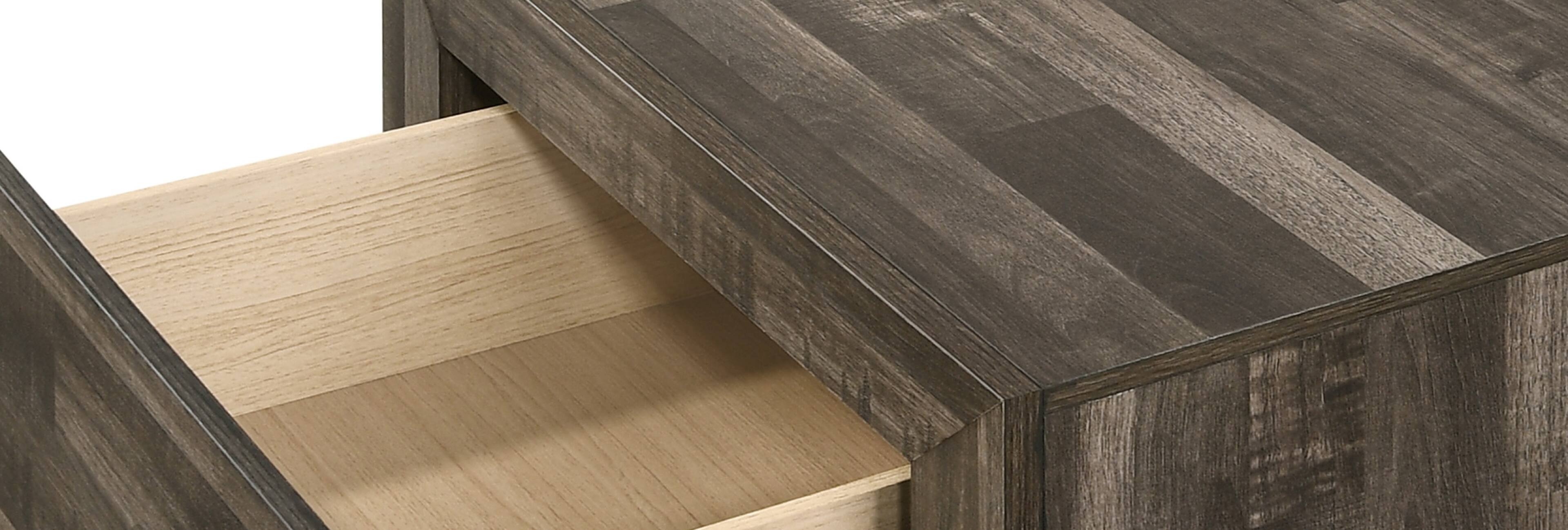 Back. TinyHomie - 1pc Rustic Four Drawers Storage Tall Chest Brown Gray Finish Wooden Bedroom Furniture - Gray and Rustic Brown.