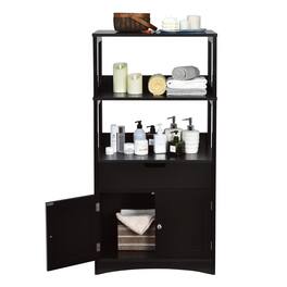 Ecooso - Bathroom Storage Cabinet with Drawer and Shelf Floor Standing Organizer - Black