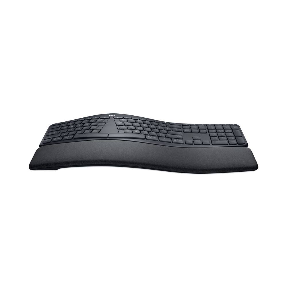 Angle. Logitech - Logitech Ergo K860 920-010175 Split Keyboard For Business - Graphite - Wireless - Palm Rest - Black.