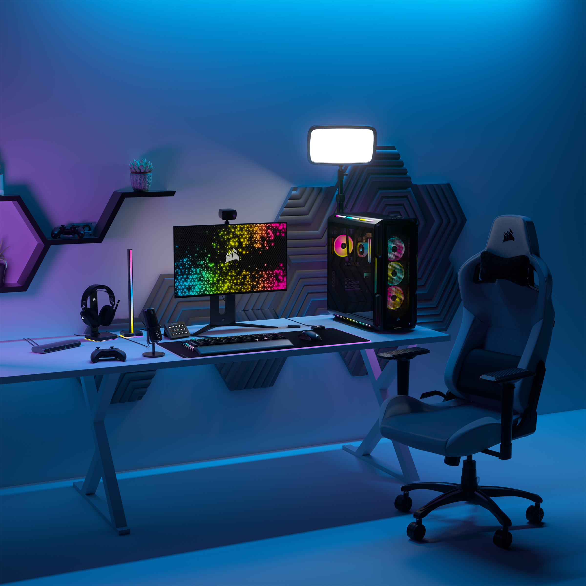 Back. CORSAIR - VENGEANCE a8200 Gaming Desktop-AMD Ryzen 9 9900X-64GB RGB DDR5 6400MHz-NVIDIA GeForce RTX5080-2TB SSD - Black.