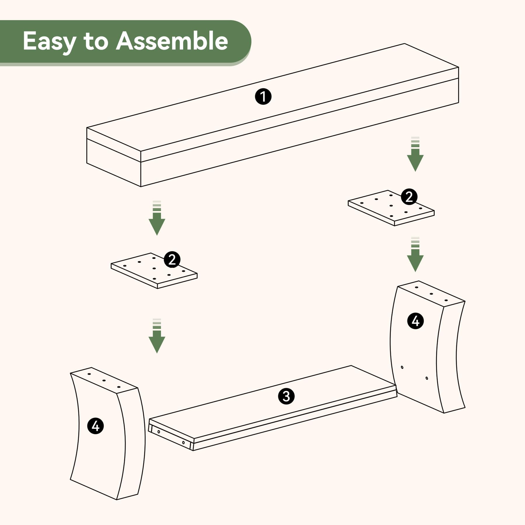 Easy to Assemble
1
2
2
4
3
4