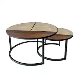Carolina Chair & Table - Cardinal 28" Round Nesting Coffee Table with Cane - Natural - Natural, Cane