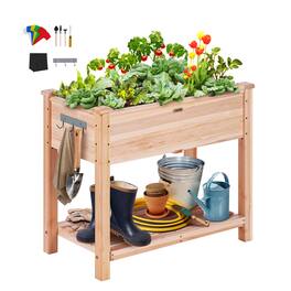 VEVOR - Raised Garden Bed, 34 x 18 x 30 in Wooden Planter Box, Elevated Outdoor Planting Boxes with Legs, for Growing Flowers - Burlywood