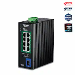 Trendnet - TI-BG5091, 9-Port Industrial 2.5G DIN-Rail PoE++ Switch with 10G SFP+ Port - Black