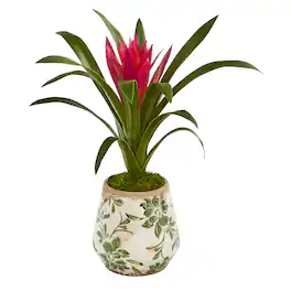 BreeBe - 15" Ginger Artificial Plant in Floral Vase - Pink