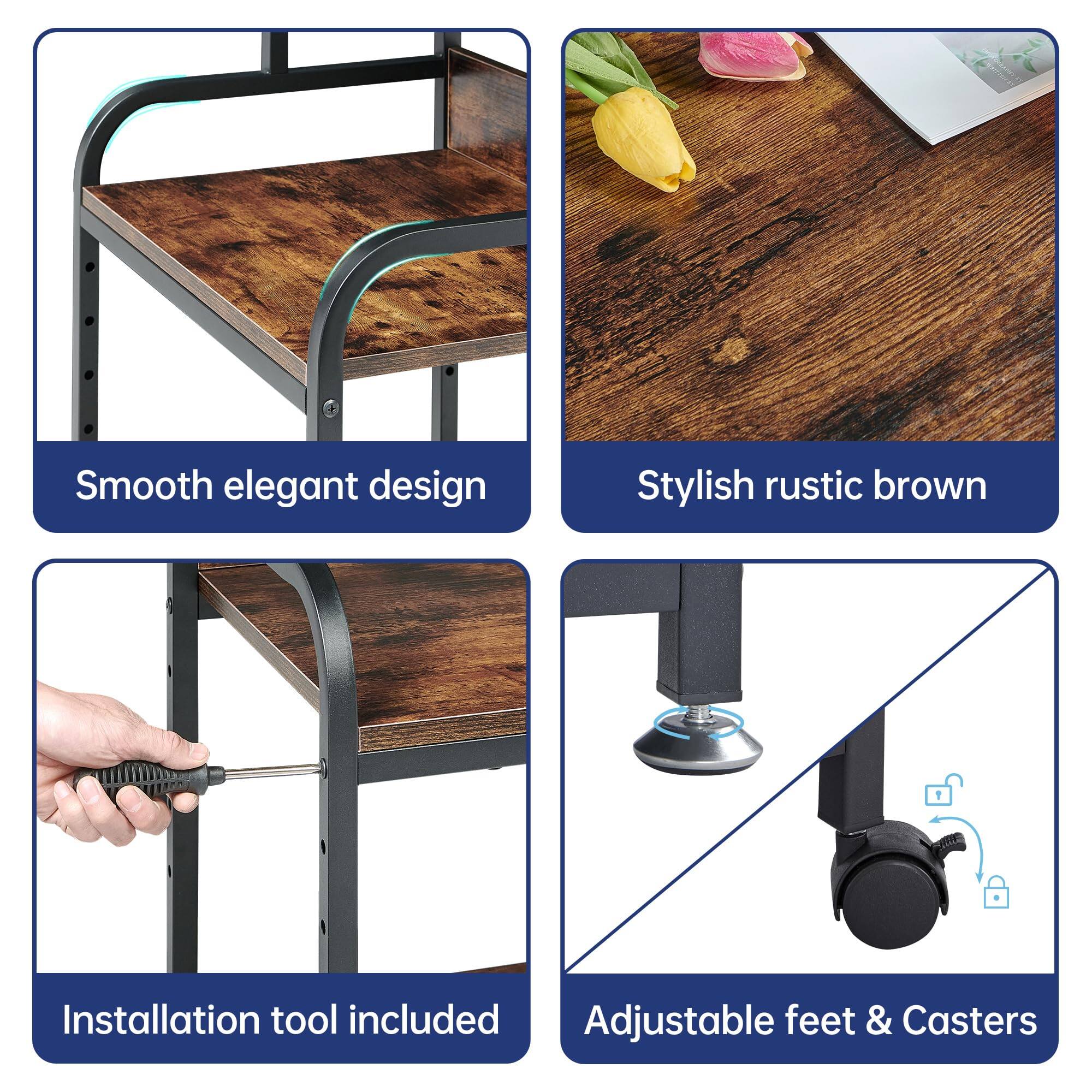 - Smooth elegant design
- Stylish rustic brown
- Installation tool included
- Adjustable feet & Casters