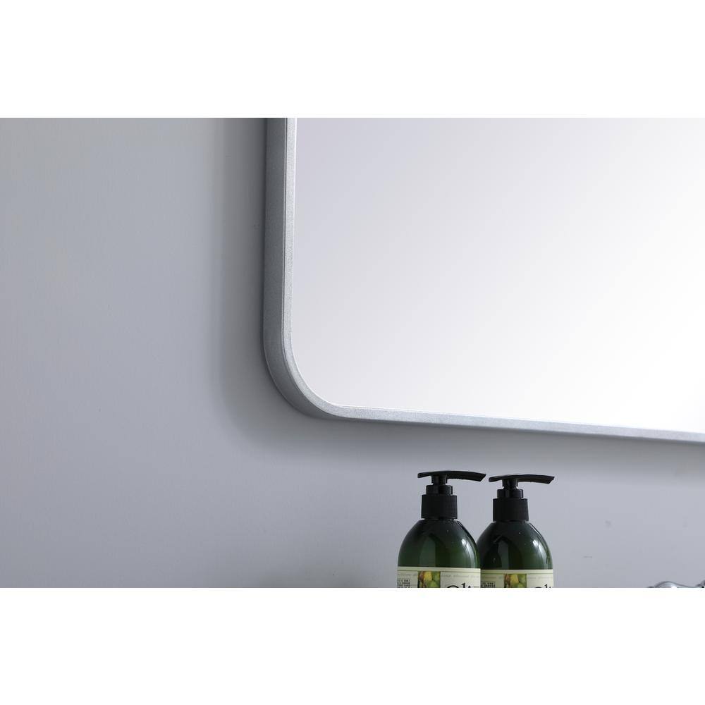 Alt View 2. Elegant Decor - Soft corner metal rectangular mirror 27x40 inch in Silver - Silver.