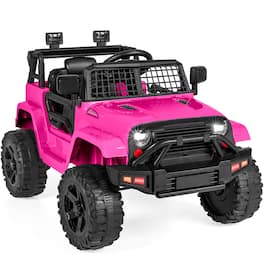 Best Choice Products - 12V Kids Ride On Truck Car w/ Parent Remote Control, Spring Suspension, LED Lights - Hot Pink