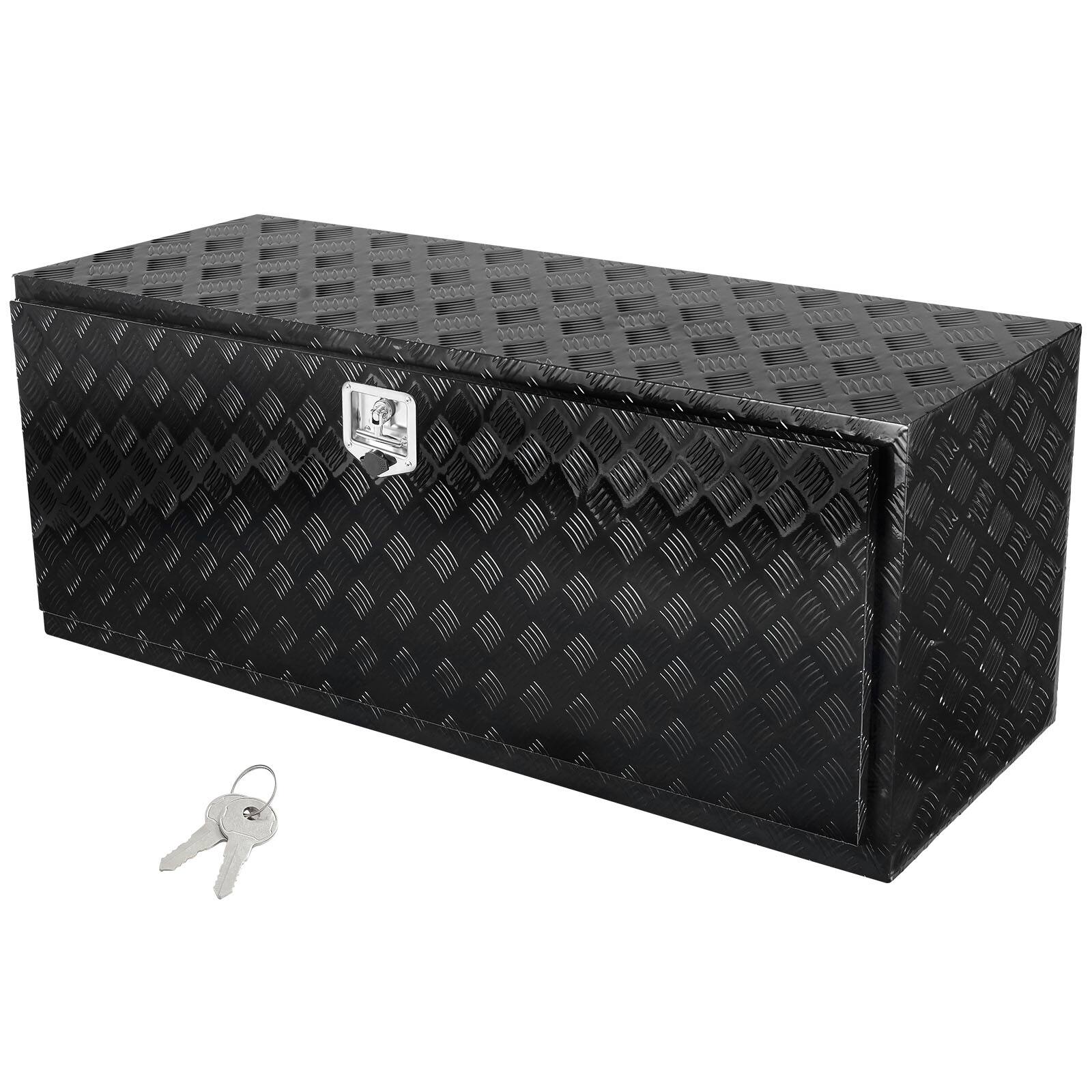 Front. VEVOR - Underbody Truck Box, 60" x 24" x 24" Pickup Storage Box, Heavy Duty Aluminum Diamond Plate Tool Box with Lock and Keys - Black.