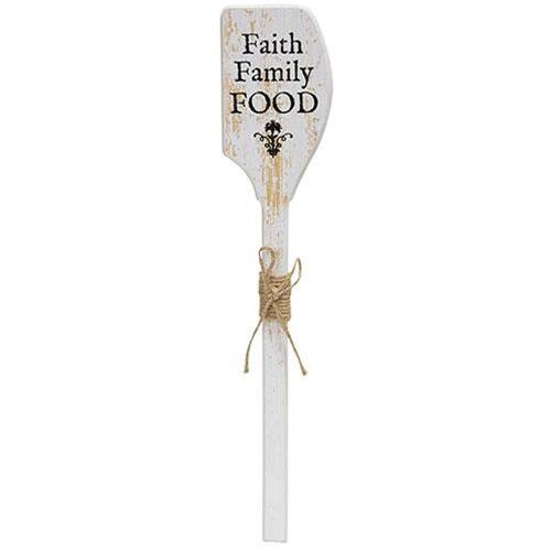 BreeBe - *Faith Family Food Decorative Wooden Spatula - White