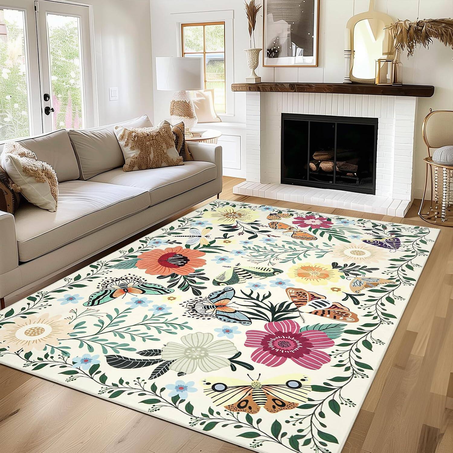 Alt View 2. mosiso - 6x9 Area Rug Soft Non-Slip Indoor Floor Low Pile Mat Rectangular Washable Area Rugs for Dining Living Room - H936.