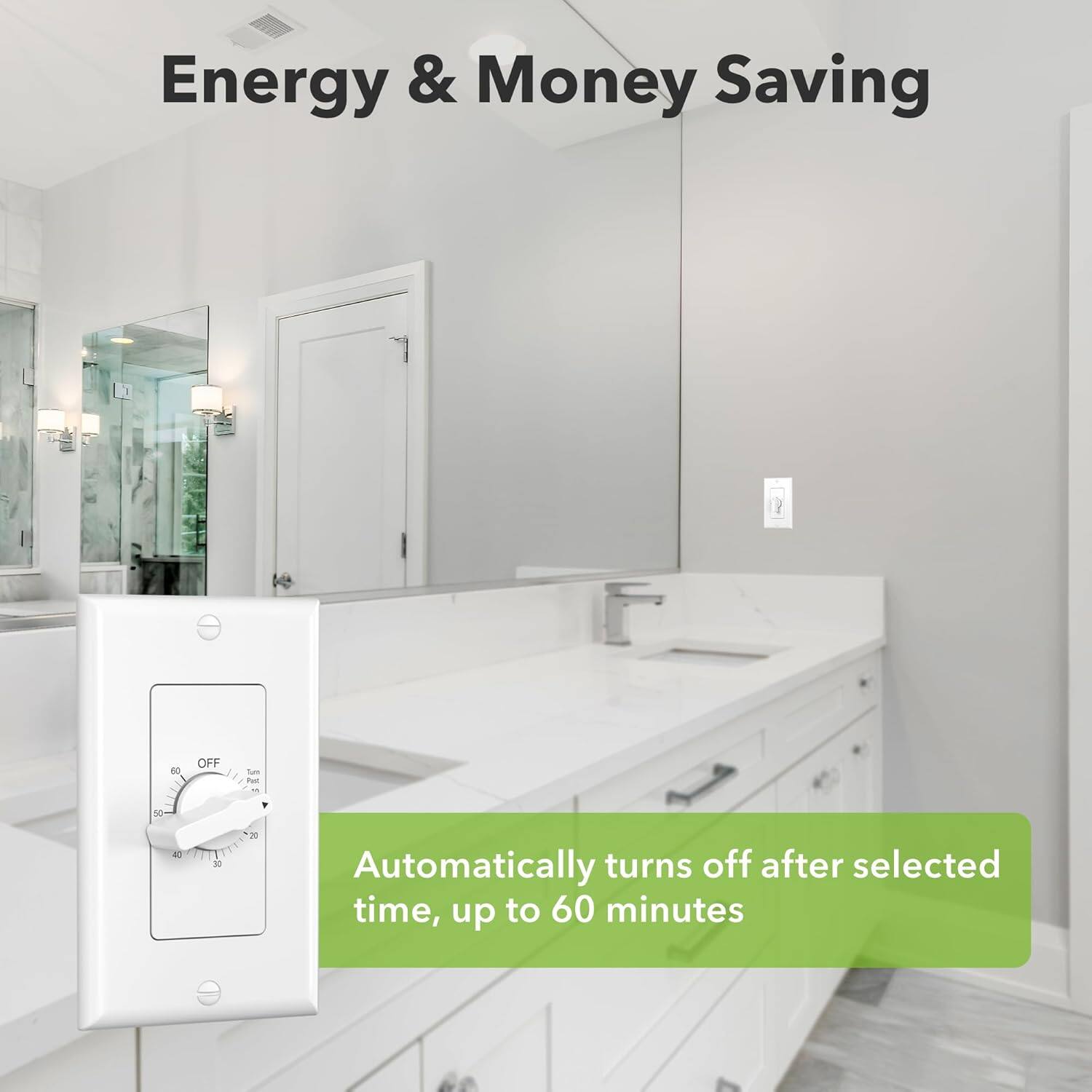 Energy & Money Saving

Automatically turns off after selected time, up to 60 minutes