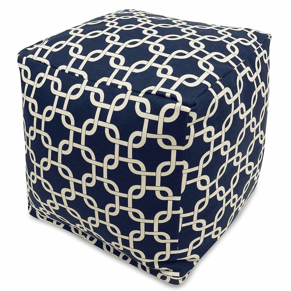 Majestic Home - Cube Pouf Links Navy - Blue