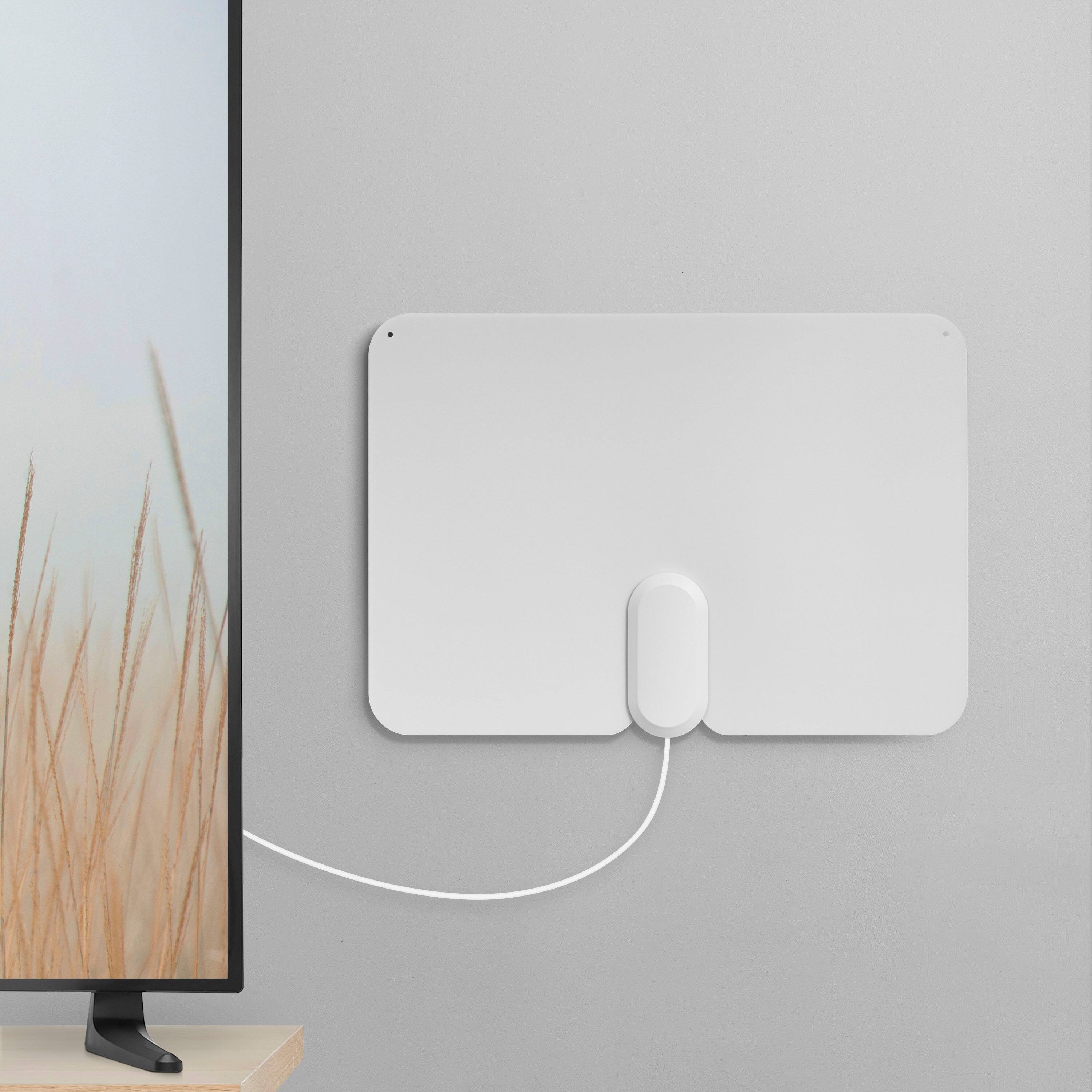 Alt View 3. Insignia™ - Amplified Ultra-Thin Indoor HDTV Antenna with 60-Mile Range - Black/White.
