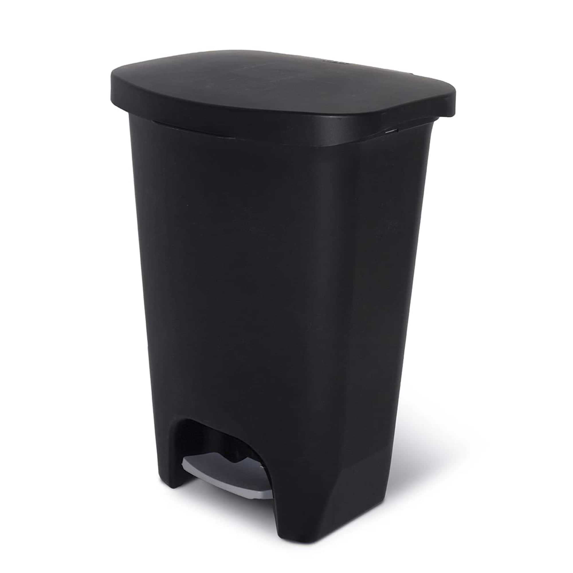 Glad - Kitchen Trash Can with Lid, Foot Pedal and Garbage Bag Rings, 13 Gal - Black