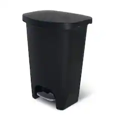 Front. Glad - Glad Kitchen Trash Can with Lid, Foot Pedal and Garbage Bag Rings, 13 Gal, Black - Black.