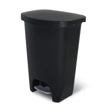 Front. Glad - Glad Kitchen Trash Can with Lid, Foot Pedal and Garbage Bag Rings, 13 Gal, Black - BLACK.
