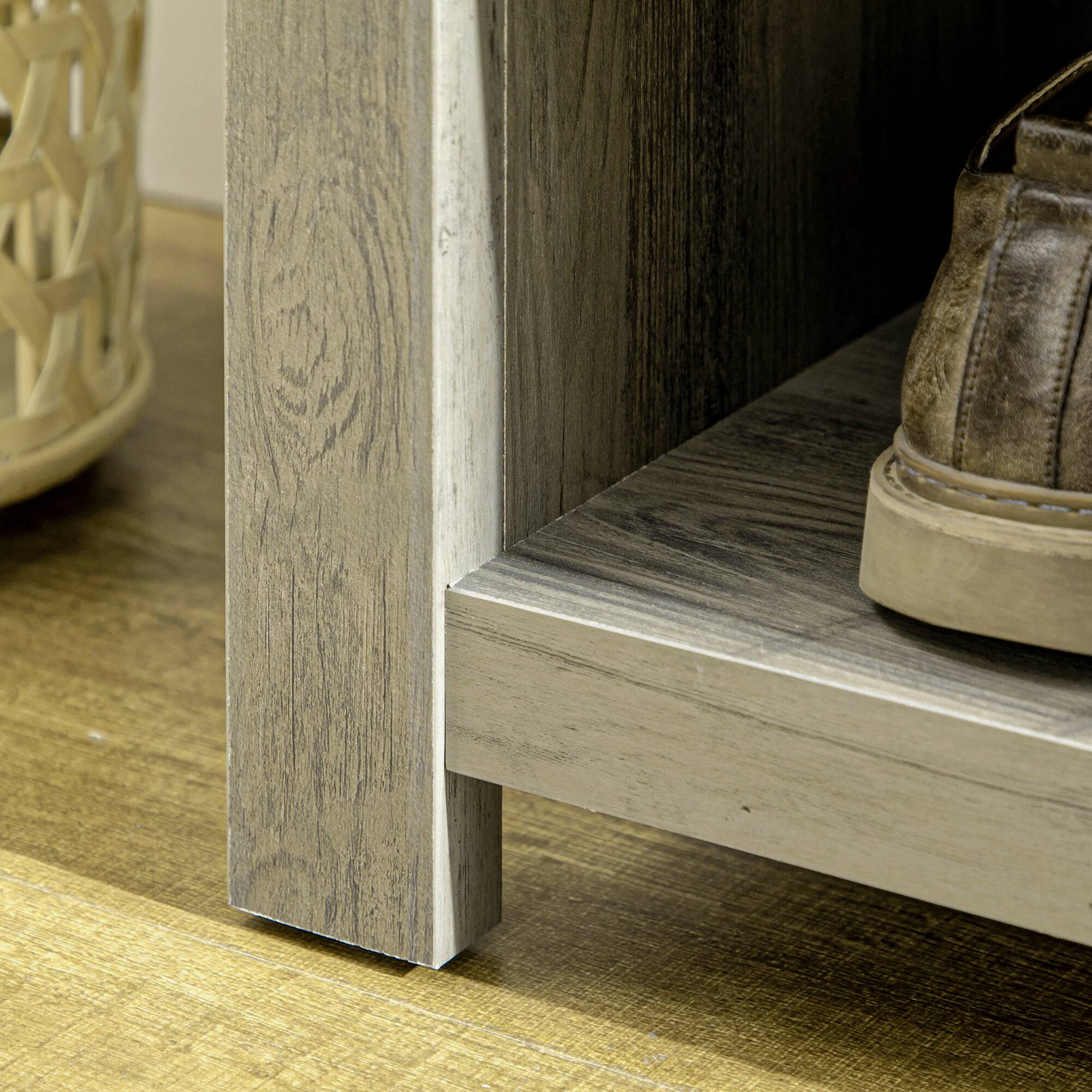 Alt View 8. Homcom - Hall Tree with Shoe Storage Bench Entryway Bench for Living Room - Gray.