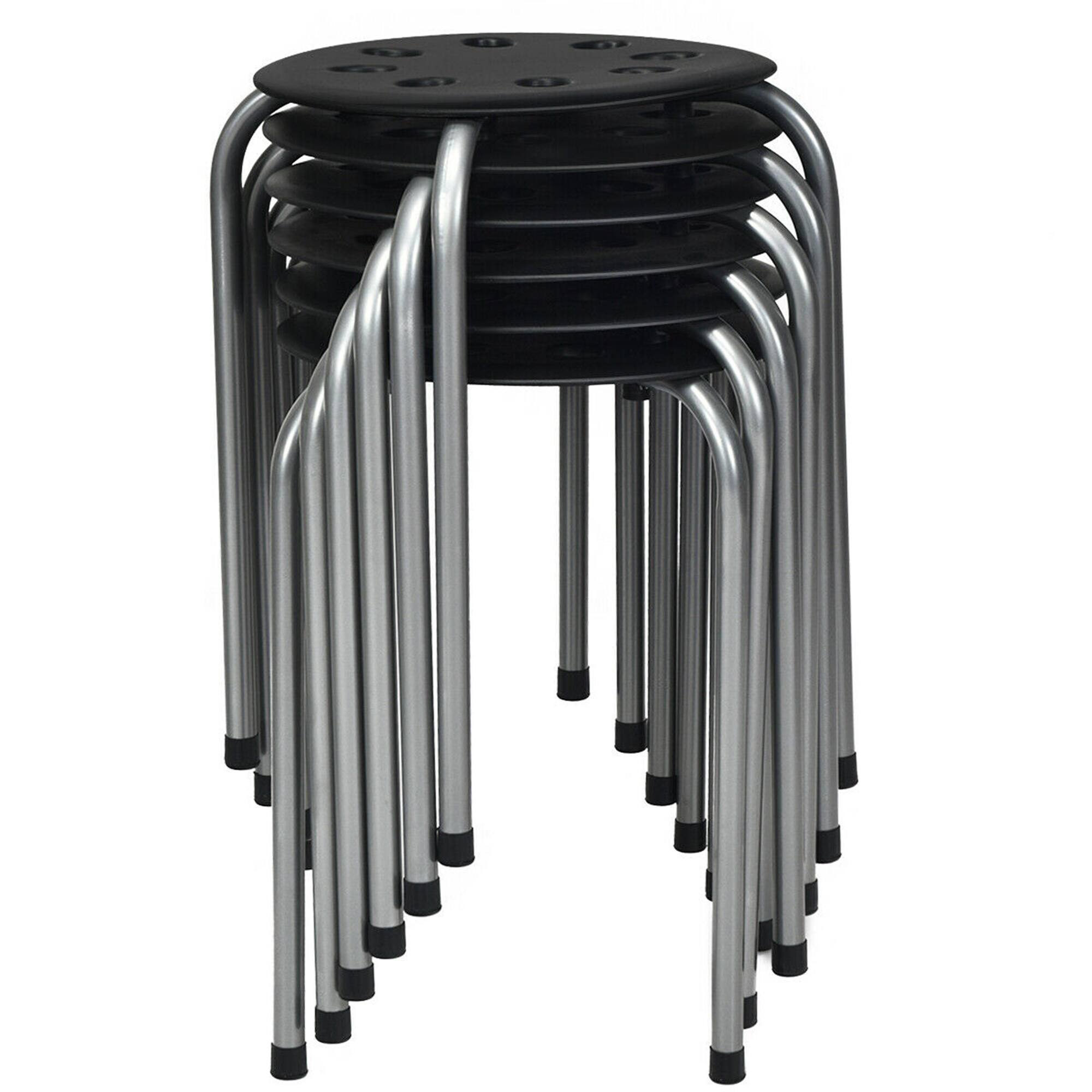 Front. Gymax - Gymax Set of 6 Portable Plastic Stack Stools Backless Classroom Seating Black and Gray - Black + Gray.