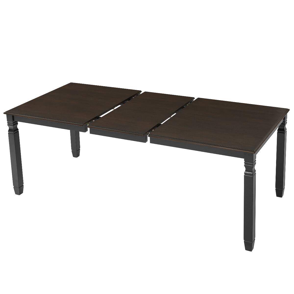 Back. Loheer - Loheer 6-Piece Dining Set for 6, Extendable Farmhouse Table with Bench and Upholstered Chairs - Espresso, Black, Beige.