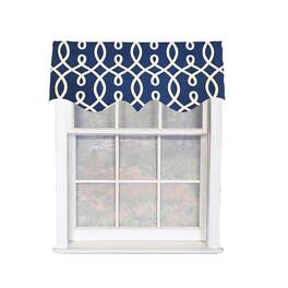 RLF Home - Oblique Regal 100% Cotton Rod Pocket Lined Window Valance 50" x 17" - Navy