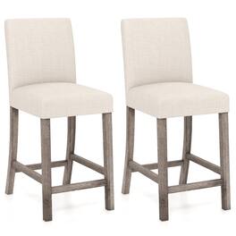 Gymax - 2PCS 24.5'' Counter Height Bar Stools Modern Fabric Upholstered Kitchen Chairs - Beige