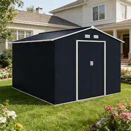 Anysun - 126" Metal Storage Shed with Sliding Doors & Ventilation, Spacious Outdoor Tool Shed for Garden or Yard - Dark Gray