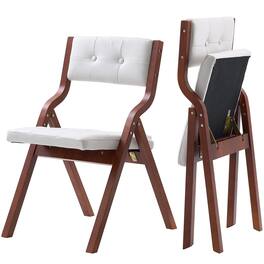 VEVOR - Wooden Folding Chairs with Cushion, Set of 2, Portable Foldable Cushion Chair with Wooden Frame - White