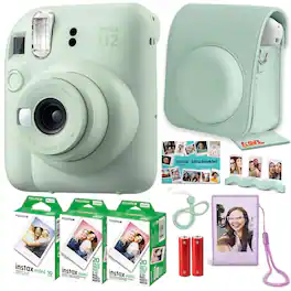 Fujifilm - Instax Mini 12 Instant Film Camera, Bundle + 50 Films +More - Green