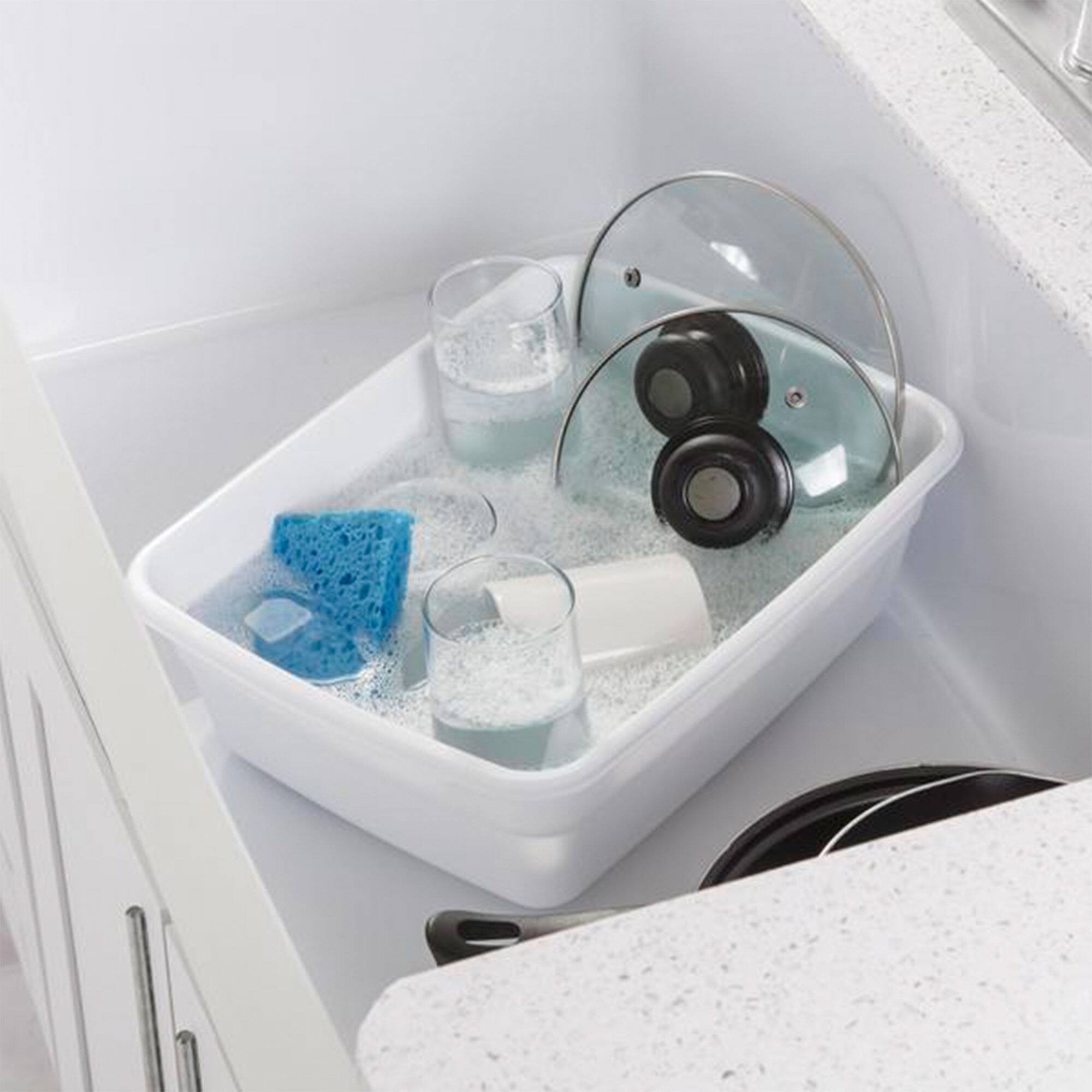 Sterilite Small Portable Rectangle Plastic 8 Qt Dish Pan Basin, (24 ...