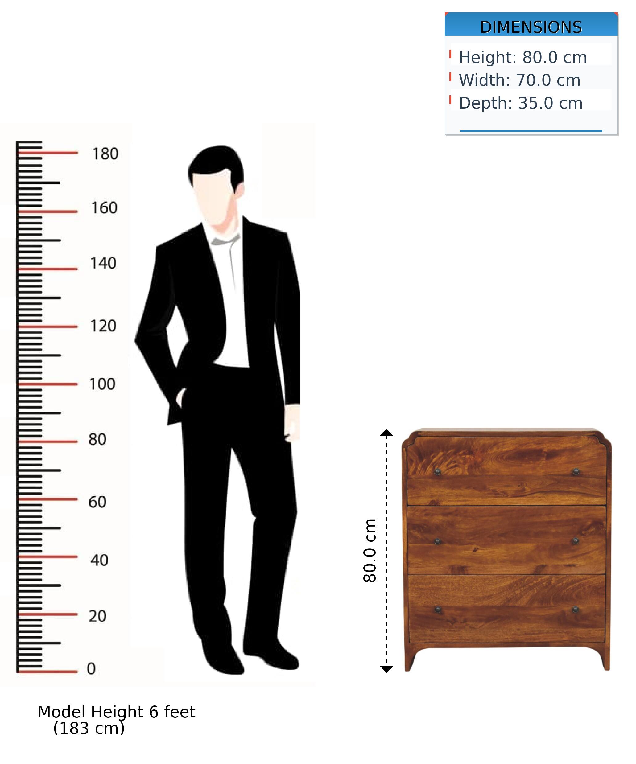 DIMENSIONS  
Height: 80.0 cm  
Width: 70.0 cm  
Depth: 35.0 cm  

Model Height: 6 feet (183 cm)