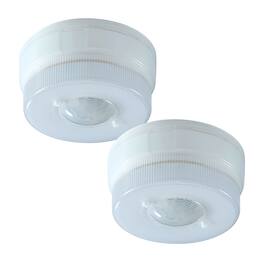 IQ America - IQA Battery Powered Motion Activated Ceiling Light 6in 800 Lumens Indoor Outdoor Eaves Sheds Closets Attic 2pk - White