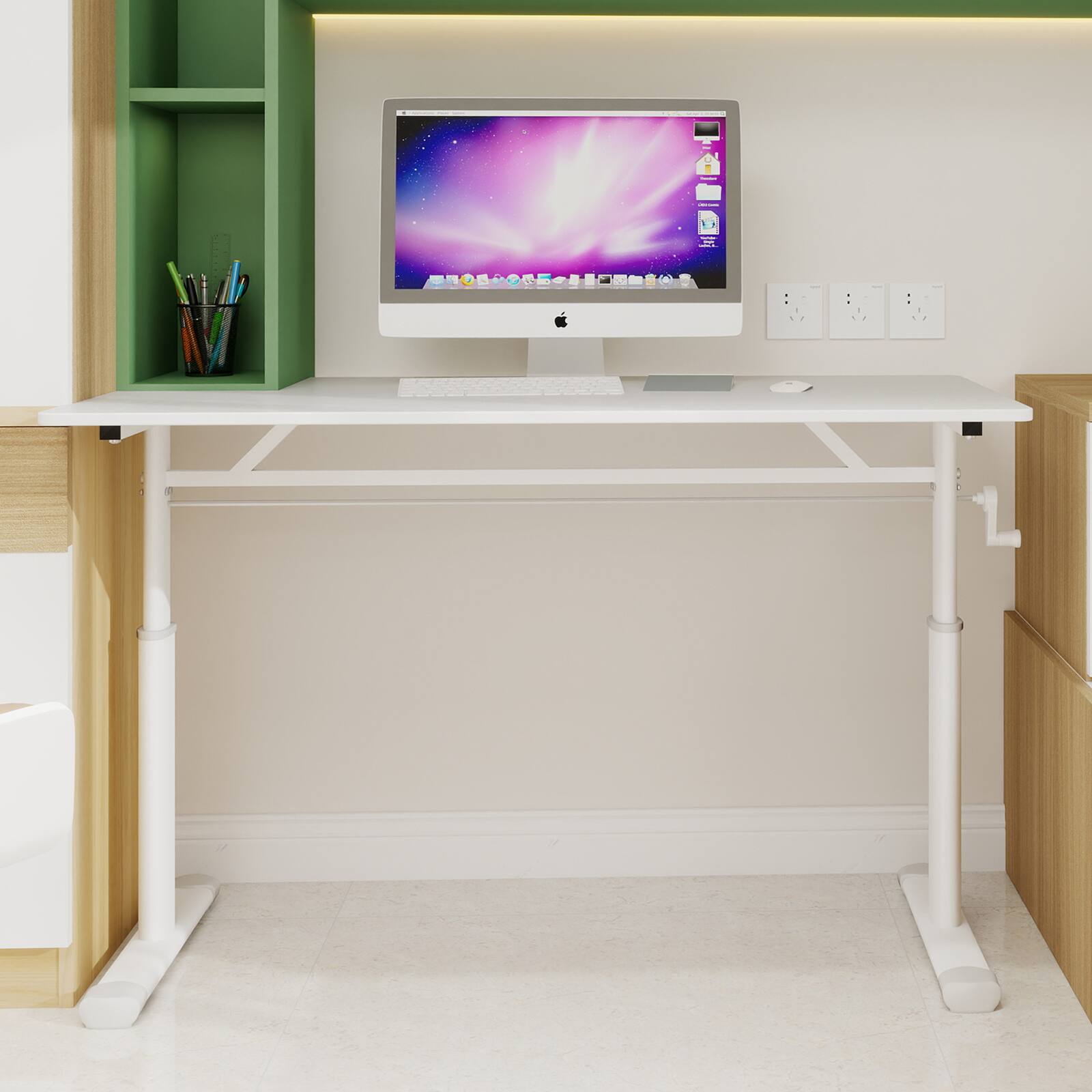 Alt View 4. GOODSILO - 47.24" Adjustable Height Desk - Ergonomic Sit Stand Home Office Study Table, Compact Design - White.